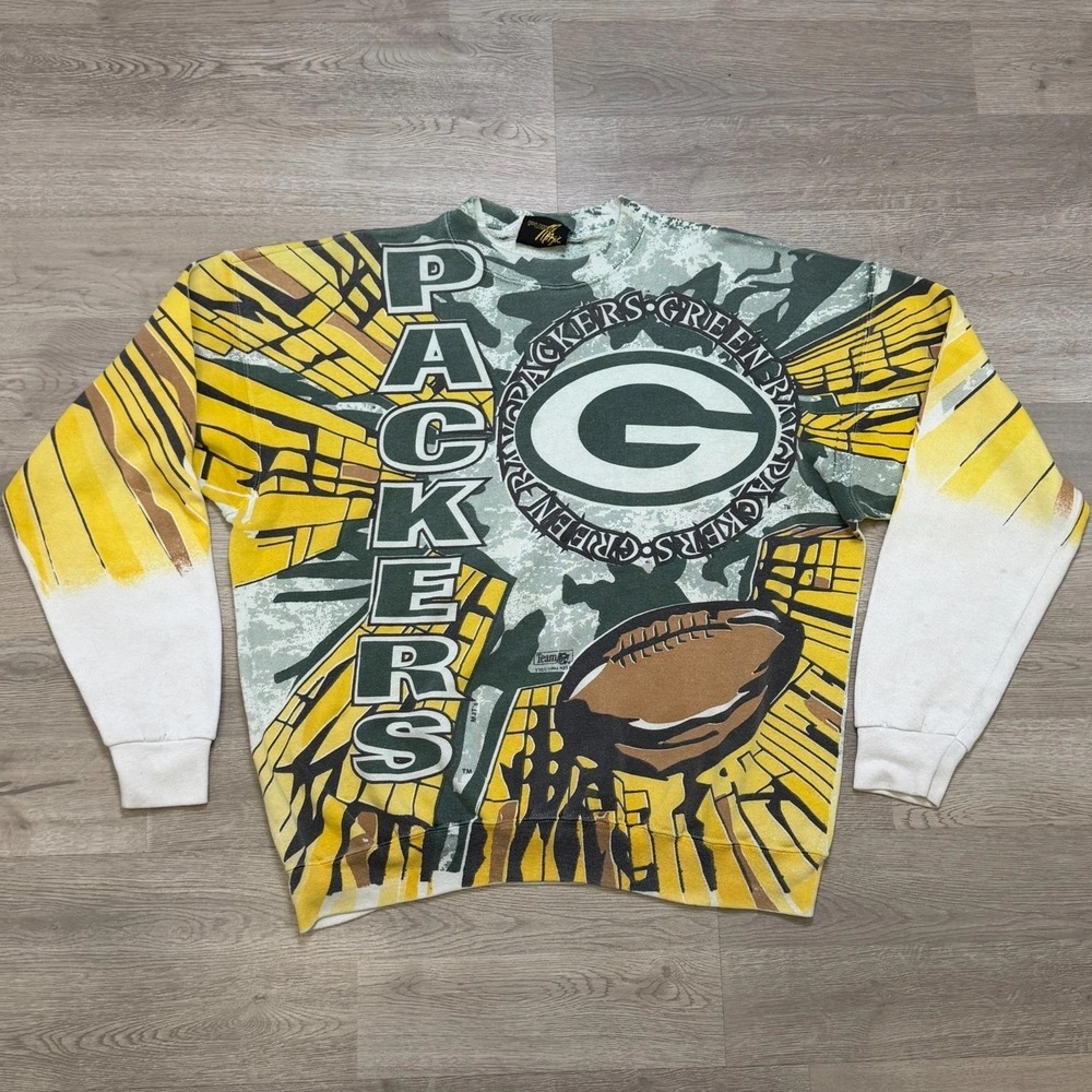 Vintage 1994 Packers AOP Sweatshirt XL Magic Johnson All Over Print NFL